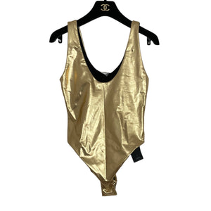 Saint Laurent Gold Bodysuit In Lame