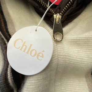 Chloe Padded-Neck Striped Poncho