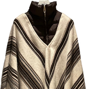 Chloe Padded-Neck Striped Poncho