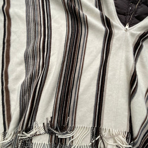 Chloe Padded-Neck Striped Poncho