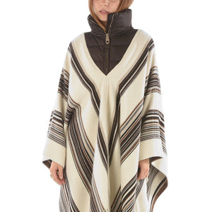 Chloe Padded-Neck Striped Poncho