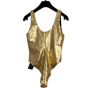 Saint Laurent Gold Bodysuit In Lame