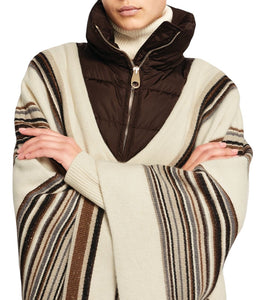 Chloe Padded-Neck Striped Poncho