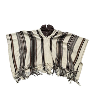 Chloe Padded-Neck Striped Poncho