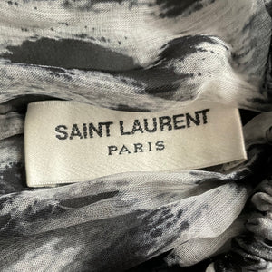 Saint Laurent Grey Leopard Print Blouse