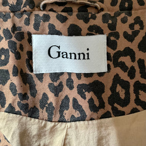 Ganni Leopard Print Trench Coat