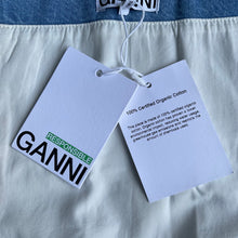 Ganni Strapless Metallic Denim Top