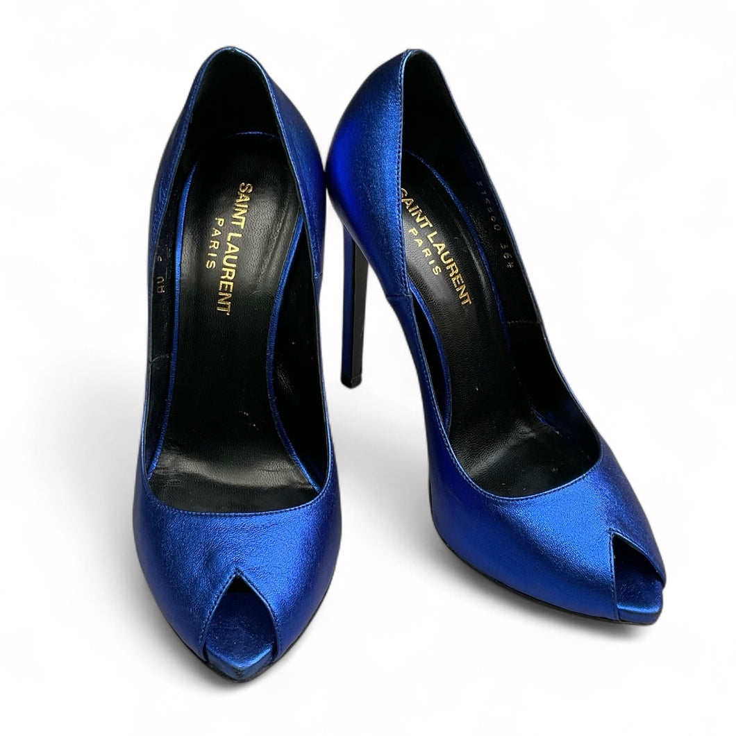 Saint Laurent Blue Metallic Pumps