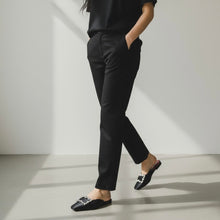 Carolina Herrera Black Satin Flat Mules