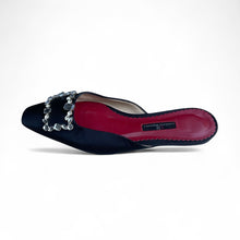 Carolina Herrera Black Satin Flat Mules
