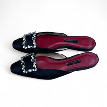 Carolina Herrera Black Satin Flat Mules