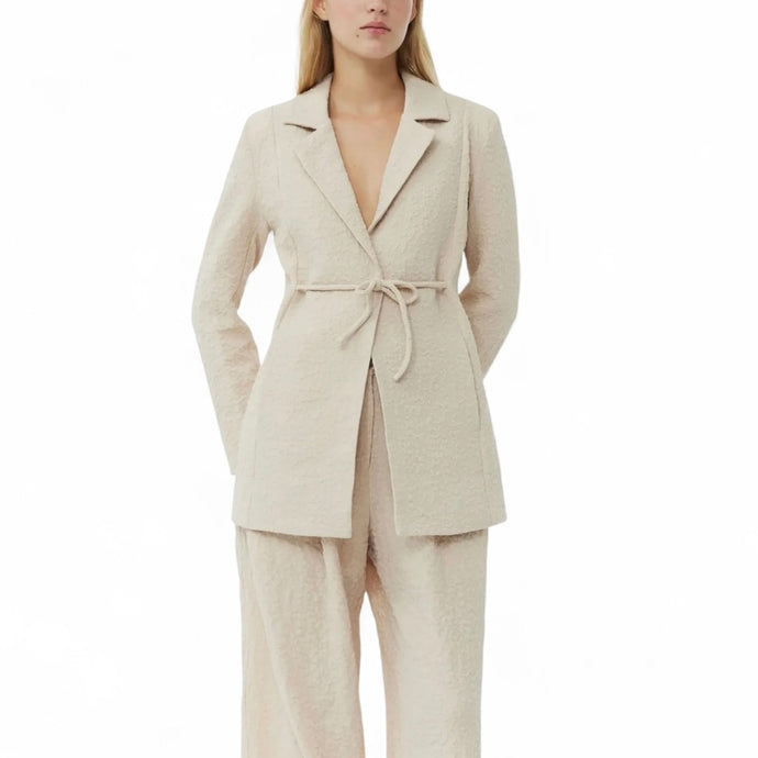 Ganni Tie-Fastening Textured Blazer