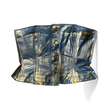 Ganni Strapless Metallic Denim Top