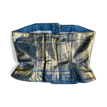 Ganni Strapless Metallic Denim Top