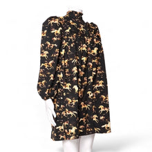 Ganni Horse-Print Weston Smock Dress