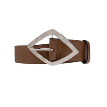 Ganni Brown Leather Diamond Belt