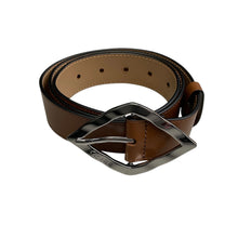 Ganni Brown Leather Diamond Belt