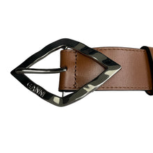Ganni Brown Leather Diamond Belt