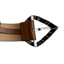 Ganni Brown Leather Diamond Belt